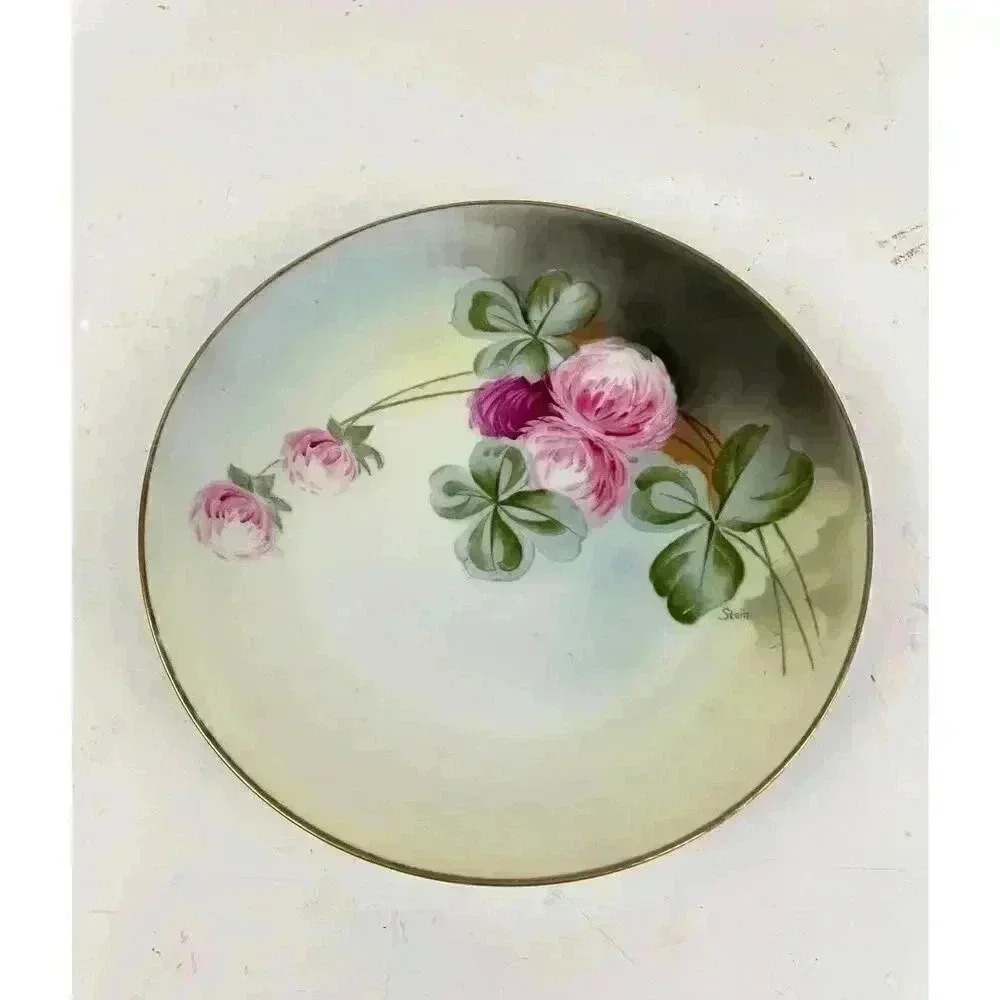 Royal Rudolstadt Prussia Hand Painted Floral Plate Roses Stein 7.5" Gold Trim - Picture 8 of 9